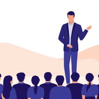 Male Entrepreneur Giving Seminar To The Crowds. Male Entrepreneur Giving Seminar To The Crowds.